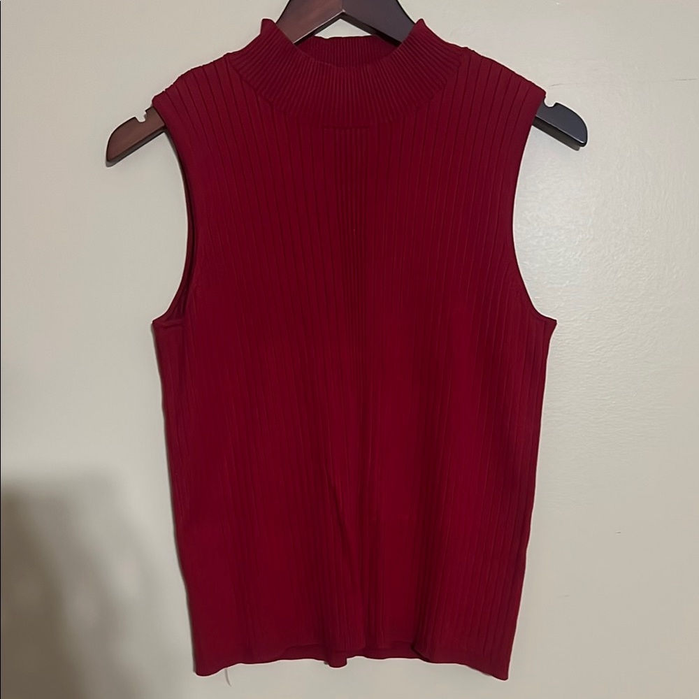 Sleeveless Red Ribbed Top